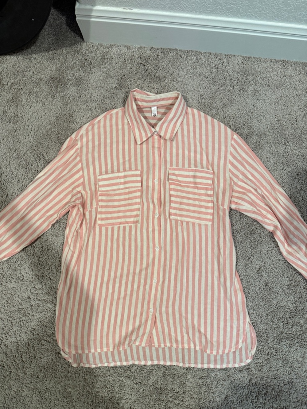 Striped Button-Up Shirt in Pink and Light Pink